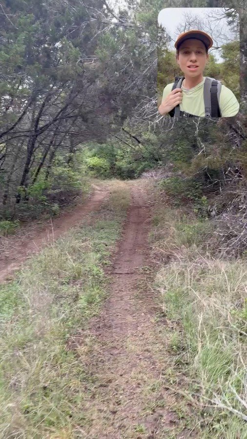 Still from a field video walking through oak-juniper woodland in Central Texas.